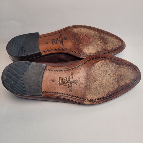 VTG 70s Studded Leather Loafer Shoe Cognac Men US 9 Slip On ITALY Carlo Morandi main image 15